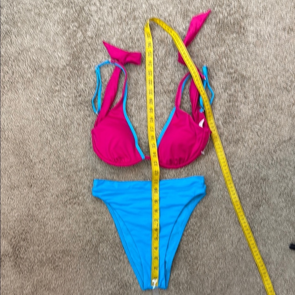 Victoria’s Secret Hot Pink Vibrant Blue UW Top High Waist Bikini Set SKU0924 - Picture 8 of 8